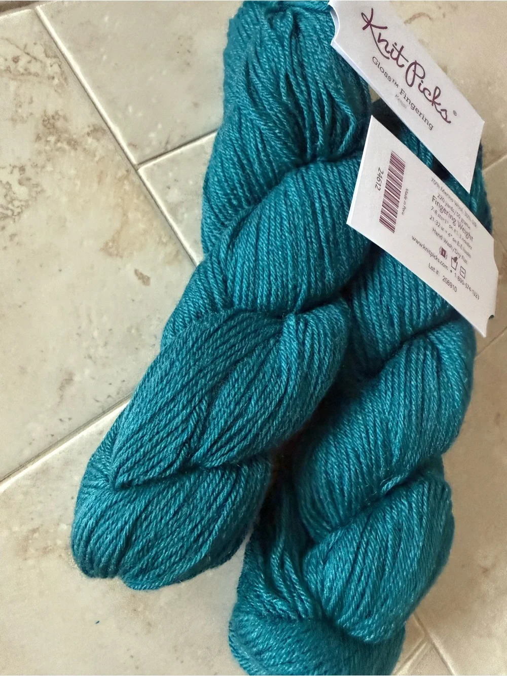 Knit Picks Gloss Fingering Yarn in Teal - Premium Merino Silk Blend 2 Hanks